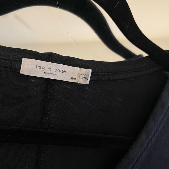 Rag-Bone THE SLUB V NECK ORGANIC PIMA COTTON BLACK T-SHIRT - Picture 7 of 10